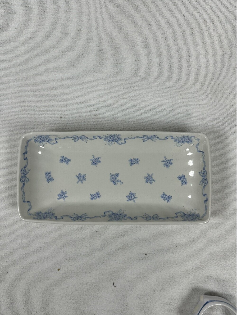 Laura Ashley 8 3/4" x 4 1/4" Ribbons Tray / Dish England EXC!!